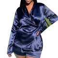 Most Popular Solid Color Silk Ladies Suit Plus Size Two Piece Short Set